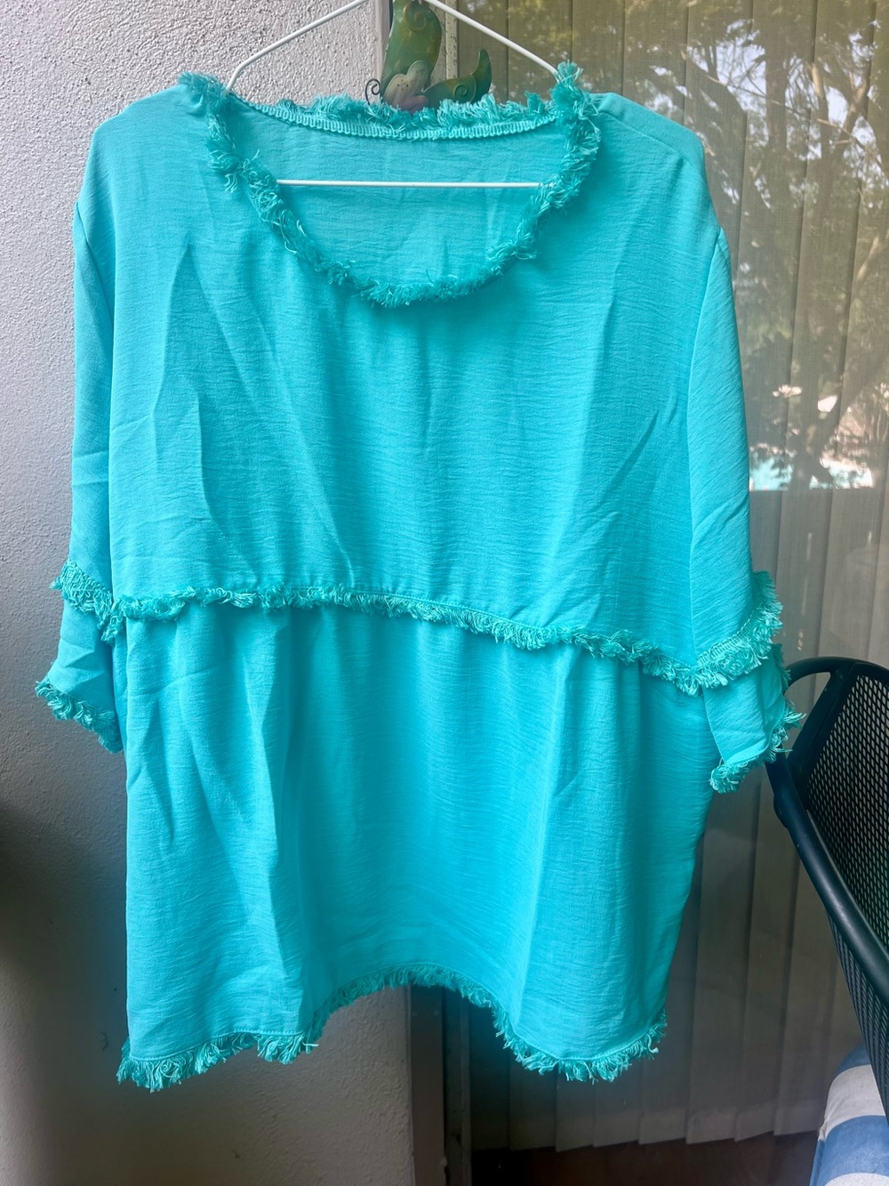 Women's Turquoise Fringe lightweight blouse